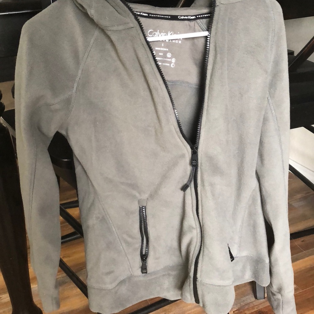 calvin klein work out zip up gray hoodie NEW
